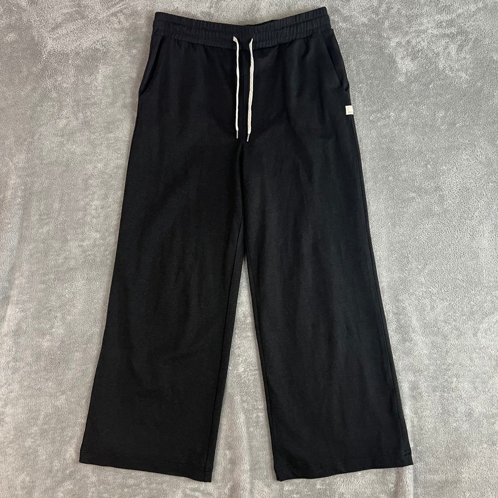 Vuori Black Wide-Leg Joggers with White Drawstring